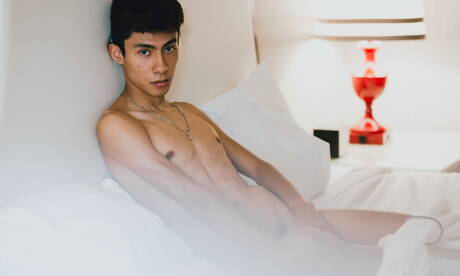 Latin young dude Luca Ambrose posing naked and showing hot ass