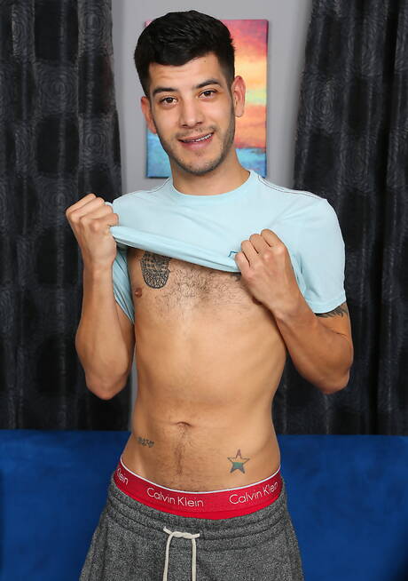 Latin young boy Clinton undressing and showing hot ass