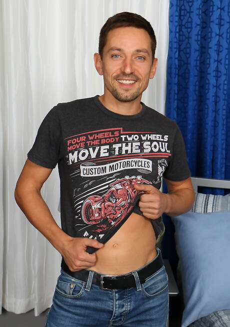 Young boy Boris posing naked and showing tight butt