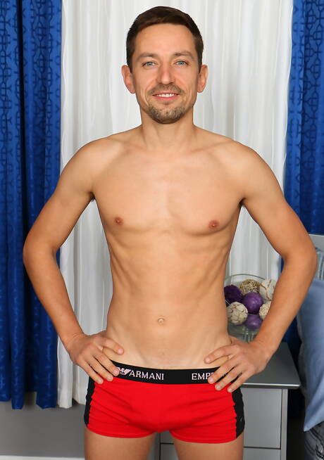 Young boy Boris posing naked and showing tight butt