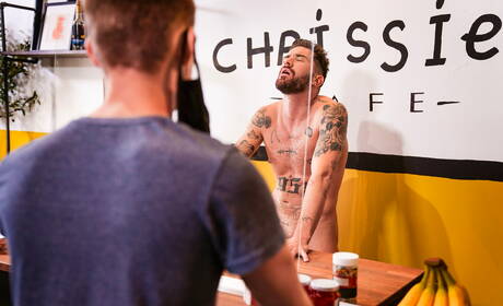 American pretty boy Joey Mills and french tough guy Chris Damned fuck ass after blowjob