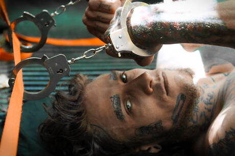 Hot Jeremy Spark, Collin Lust and Bo Sinn in hot threesome anal sex outside