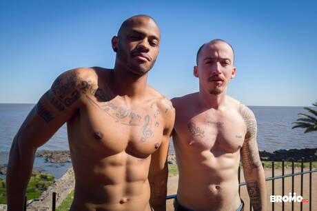 Beautiful boy Lucas Murphy and sexy guy Will Schokolade fuck after interracial dick sucking at the pool