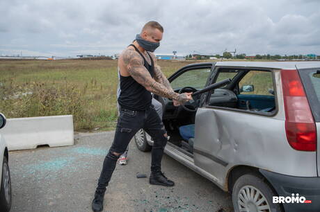 Czech hunky guy Ryan Cage and american superstud Martin Dajnar in hot homosexual action outside