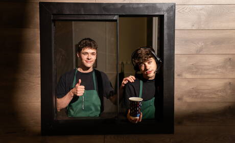 Nice american guys young boy Joey Mills and husky guy Brogan Reed make a love in kitchen