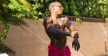 Hot american dudes hunky guy Adrian Hart and bear Lance Charger in hot interracial ass bang with fisting outside