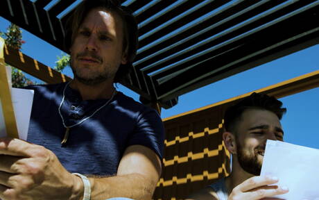 German beefy Hans Berlin and american husky guy Declan Blake make a love outdoor