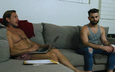 German beefy Hans Berlin and american husky guy Declan Blake make a love outdoor