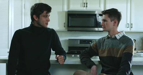 Disruptive Films: Nasty buddies Elliot Finn, Trevor Harris and Andrew Miller sucking and fucking each other in kitchen