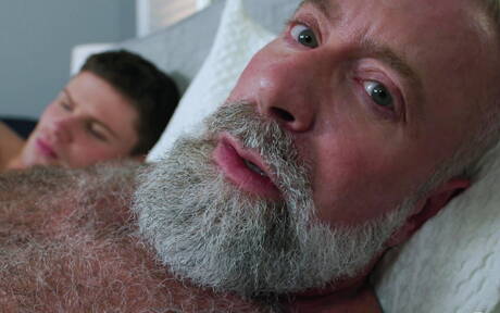 Two american boys hairy bear Lance Charger and young dude Dylan Hayes have anal sex