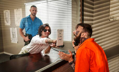 Famous americans, muscular Paul Wagner and hairy stud Ty Mitchell fuck after blowjob