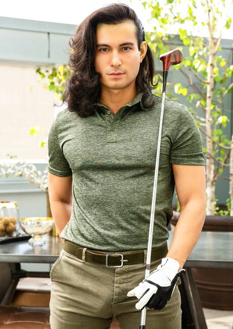 Men: American strongman Ricky Roman and strongman Luca Damore in hot homosexual action outside