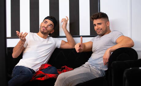 Men: Latino beefcake Dann Grey and spanish hunky guy Pol Prince fuck ass after blowjob