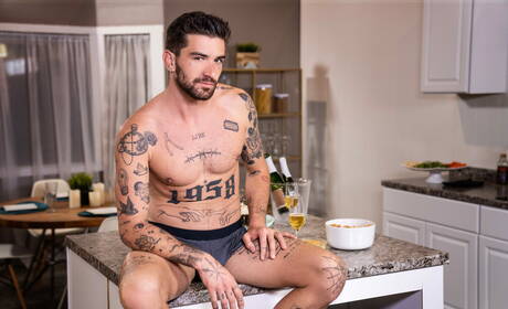 Hot Jj Knight, Jack Hunter and Chris Damned sucking and screwing each other in kitchen