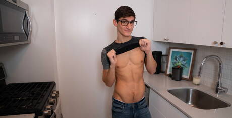 Hot americans, hairy bear Blaze Austin and tough guy Aiden Ward in hot homosexual scene in kitchen