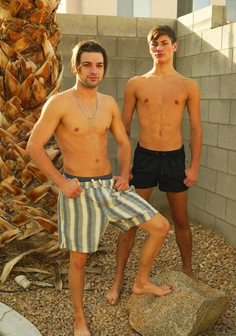 アメリカのマッチョなジョニー・ラピッドと若いサイラス・スタークがプールで熱いアナルセックスをする