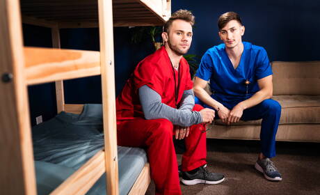 Hot american dudes hot bear Blaze Austin and hunk Michael Jackman in hot anal sex