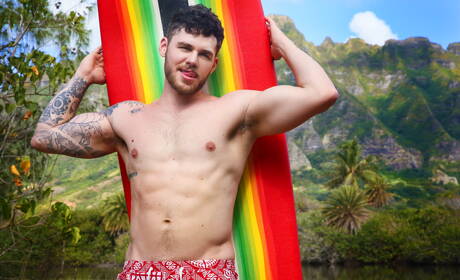 Hot american guys strong bull Matthew Camp and well-built Beaux Banks in black on white sex outdoor