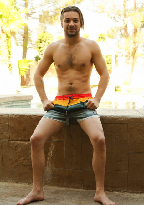 Sexy americans, beefy Johnny Rapid and beefcake Pierce Paris in hot ass fuck action at the pool