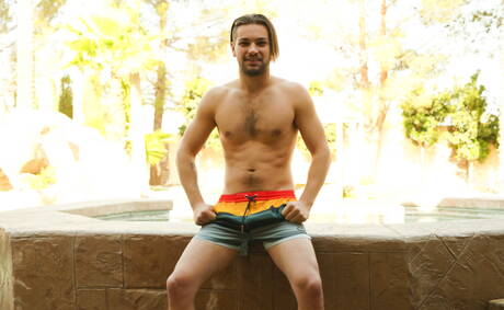 Sexy americans, beefy Johnny Rapid and beefcake Pierce Paris in hot ass fuck action at the pool