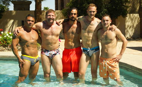Johnny Rapid, Mason Lear, Draven Navarro, Christian Wilde, Colby Jansen w orgii gangbang