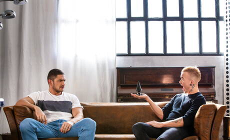 Russian superstud Dato Foland and strongman Scott Miller drilling an ass