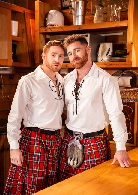 Men: English bear Jonas Jackson and australian beefcake Leander fuck ass after sucking dick