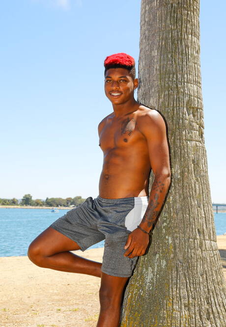 Next Door Studios: American pornstars superstud Brandon Anderson and hunk Ty Santana in black on white love in the pool