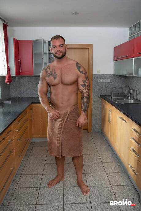 Czech pornstars young boy Danny Torro and bodybuilder Ivo Kerk have a hot couple sex in kitchen