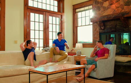 Next Door Studios: Nice american guys strongman Brandon Anderson and hairy stud Andrew Miller in hot homosexual action in shower