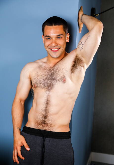 Next Door Studios: Two american dudes young Liam Skye and hairy stud Andrew Miller sucking and fucking each other