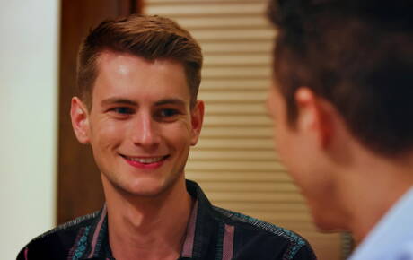 Next Door Studios: Two american guys young boy Trevor Harris and young boy Jayden Marcos drilling an ass outside