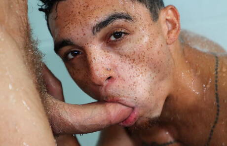 Nice american boys bear Riley Mitchel and muscular Amone Bane love each other in shower