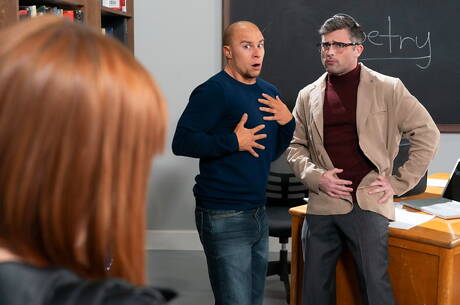 Sexy trio Alexa Nova, Lance Hart and Eli Hunter in threesome bi-fuck scene outdoor