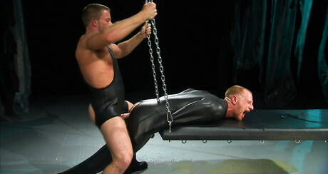 JR Matthews and Shay Michaels in bdsm fuck scene with pissing