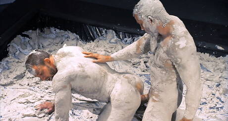 Two american dudes hot bear Hunter Marx and hairy bear Shay Michaels fuck after dick sucking