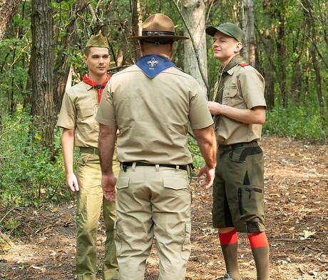 Scout Boys: Nasty boys Bishop Angus, Mark Winters and Ian Levine have a good 3some sex outdoor