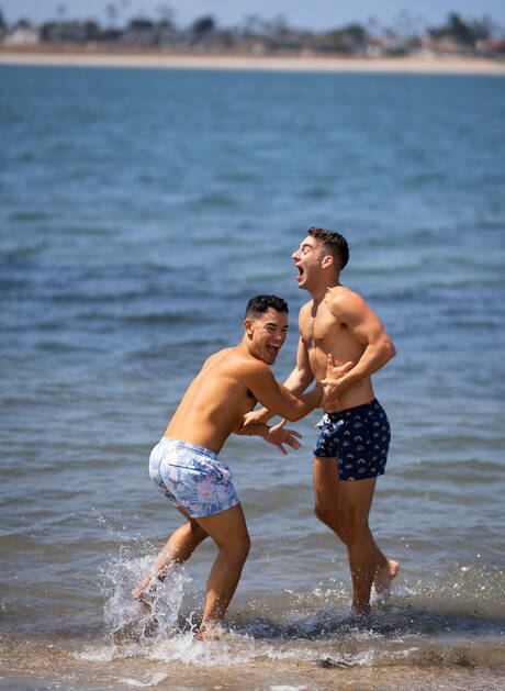 American hunky guy Jc and  Liam posing naked and showing ass on beach