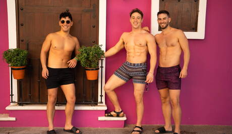 Sementales jóvenes y musculosos tienen sexo a tres bandas durante las vacaciones