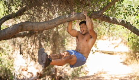 Tough guy Axel Rockham get naked and showing his ass outside