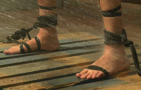 Amerikaanse otter Christian Wilde in bondage-seksscène