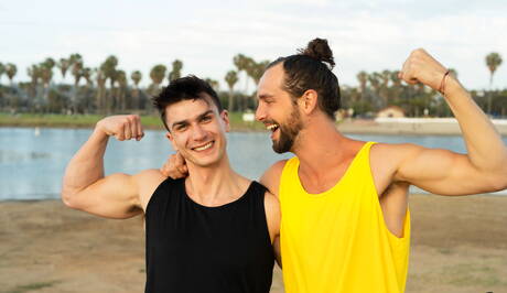 Tough guy Jaxon Kingston and hunk Thomas Johnson sucking and screwing each other on beach