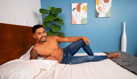 American hunk Ricky Donovan and beefcake Aj Blackwood in black on white anal sex