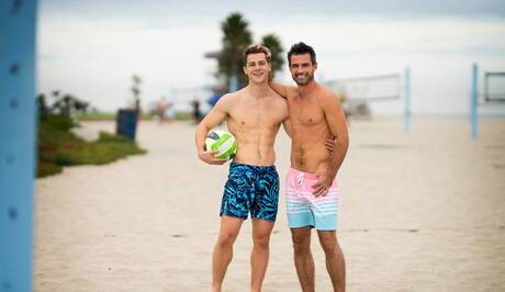 Husky guy Daniel and strongman Robbie fuck after dick sucking on beach