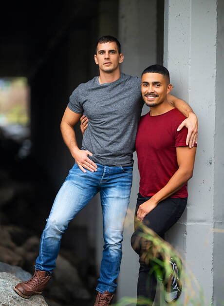 Latino beefy Ricky Donovan and beefy Lachlan in hot ass fuck action outside