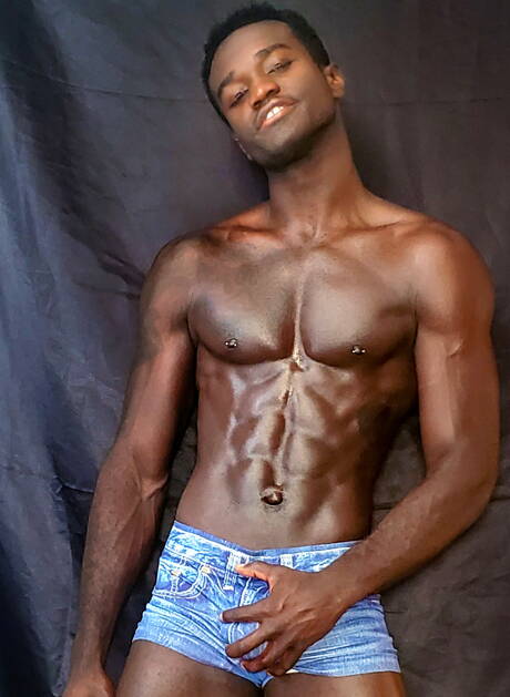 Black well-built Max wanking