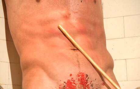 Amerikaanse husky-man Lance Hart houdt van bondage