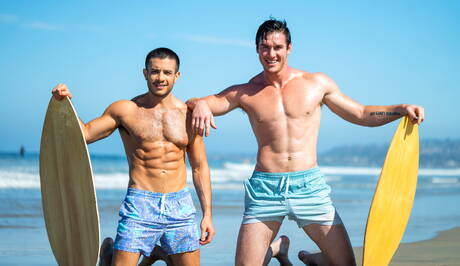Hot american dudes muscular Manny and stud Jax Hayes banged each other on the beach