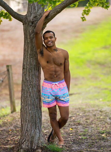 Attractive dude Blake and gorgeous boy Ace fuck ass after interracial sucking outside