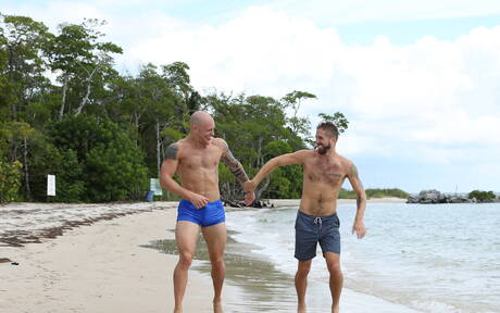 Nice american boys hunk Trevor Laster and hunk Wesley Woods in hot anal sex on the beach